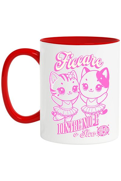 StoryGift Romania Mug Each of us is a star, female ballerina cats, 330ml, Ceramic with R Handle, With, STG
