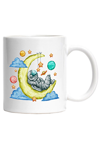 StoryGift Romania Cana Cu Astronaut, Nori, Luna, Planete, Multicolor 330 ml, ...