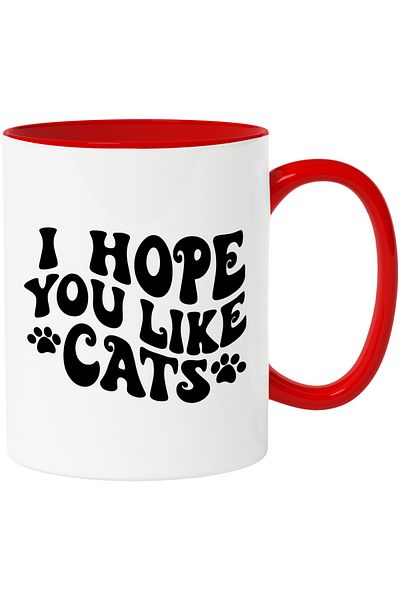 StoryGift Romania Mug with paws and the text "I hope you like cats" - pets with Ma, Cu, STG