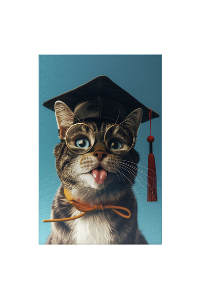 StoryGift Romania Tablou Canvas Absolvire Stilată Pisica Cymric În Haine Spec...