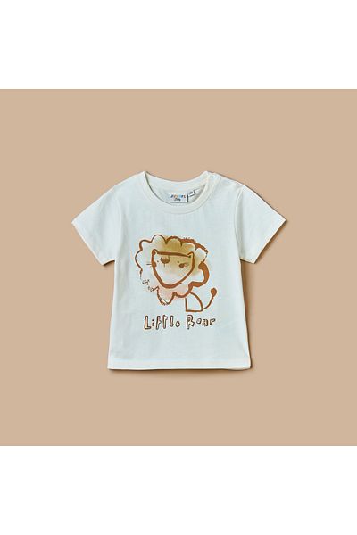 Juniors Lion Print T-Shirt With Short Sleeves And Crew Neck
