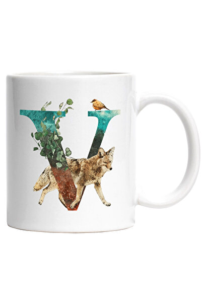 StoryGift Romania Cana Cu Litera, V, Vulpe, Pasare, Multicolor 330 ml, Cerami...