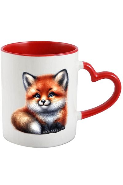 StoryGift Romania Mug with a playful fox cub | illustration | good | cheerful | wild animal, With ,STG