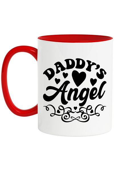 StoryGift Romania Heart-shaped mug for the child loved by his father with the text in English "Daddy's ang, Cu,STG"
