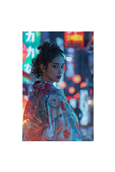 StoryGift Romania Tablou Canvas: Visul Asiatic Gheișă Modernă Tokyo Look Kimo...