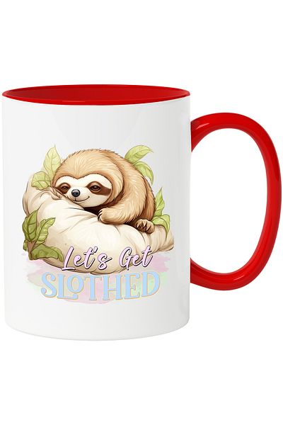 StoryGift Romania Cana cu animalul sloth/lenes cu mesajul "Let's get slothed", lene, somn, lenevir, Cu ,STG