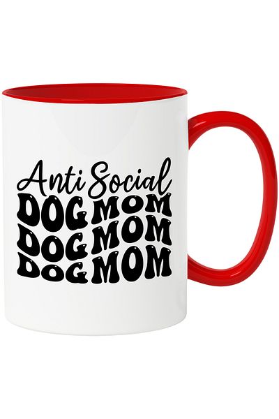 StoryGift Romania Mug for antisocial dog mothers with red handle, with red handle STG, STG, STG