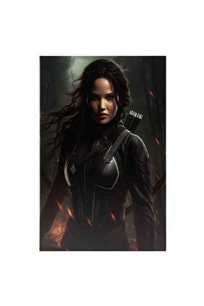 StoryGift Romania Tablou Canvas: Portret Fata Jennifer Lawrence Cu Sageti The Hunger Games Pictura Digitala