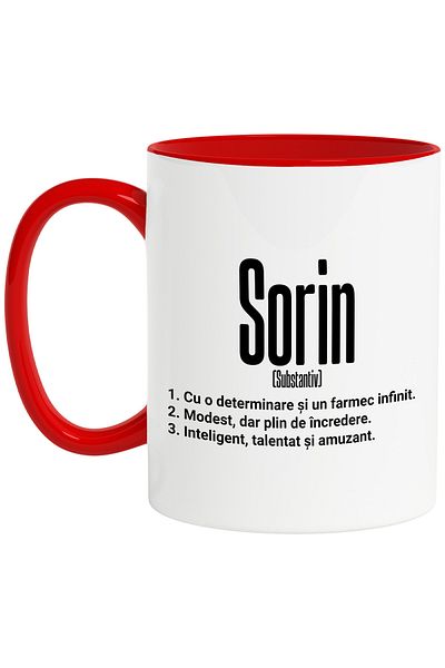 StoryGift Romania Mug With Name Sorin, Determination, Modest, Intelligent, Funny, Personalized, Like, With, STG