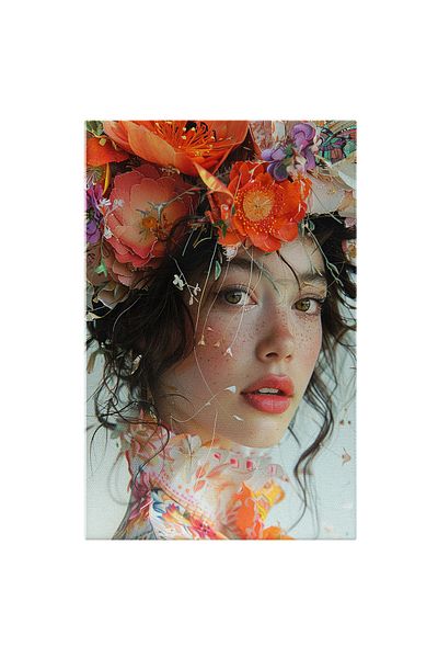 StoryGift Romania Tablou Canvas Frumusețe Și Profunzime Diversitatea Florală De Pe Pălăria Unică A Fetei Cu Pistr