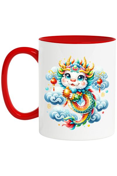 StoryGift Romania Mug with a Chinese dragon, illustration, year of the dragon, new, decorations, bucu, With ,STG