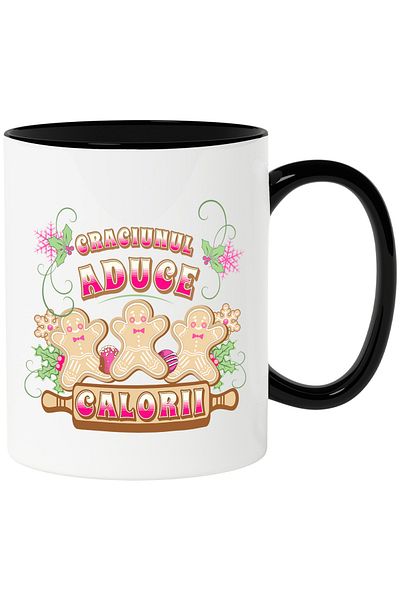 StoryGift Romania Mug Christmas brings calories gingerbread men, 330ml, Ceramic with Handle, With, STG