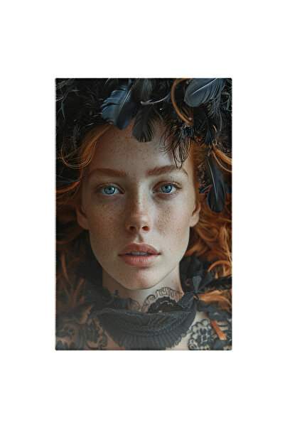 StoryGift Romania Tablou Canvas Ginger Girl Cu Ochii Albastri Si Gene Lungi C...