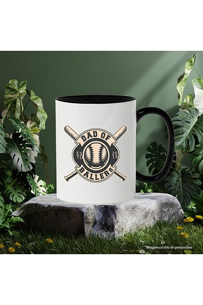 StoryGift Romania Mug With Message In English Dad Of Ballers, Baseball, Dad, Multicolor 330 ml, Wax, With ,STG