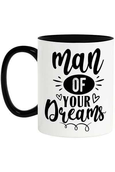 StoryGift Romania Mug with hearts and the text "Man of your dreams" - the man of your dreams with Ma, Cu, STG