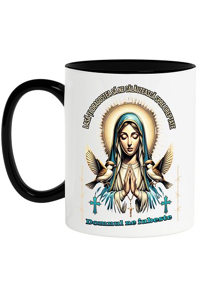 StoryGift Romania Cana Maicuta lasa dragostea sa ne calauzeasca, 330ml, Ceramica cu Maner Negru, Cu Man,STG