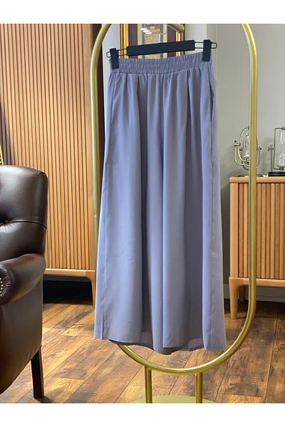 Hatun Atila Wide Leg Modal Skirt Trousers with Elastic Waist - Gray