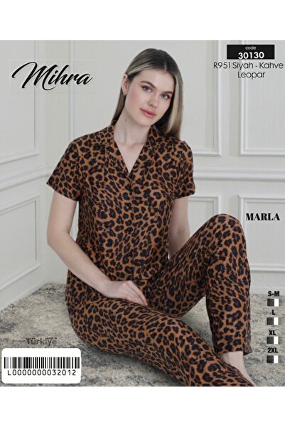 Mihra MİHRA MARLA KUMAŞ GÖMLEK YAKA DÜĞMELİ PİJAMA TAKIMI