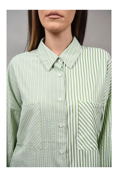 Y TWO WOMEN BALOCCO STRIPED OXFORD SHIRT ONE SIZE Green
