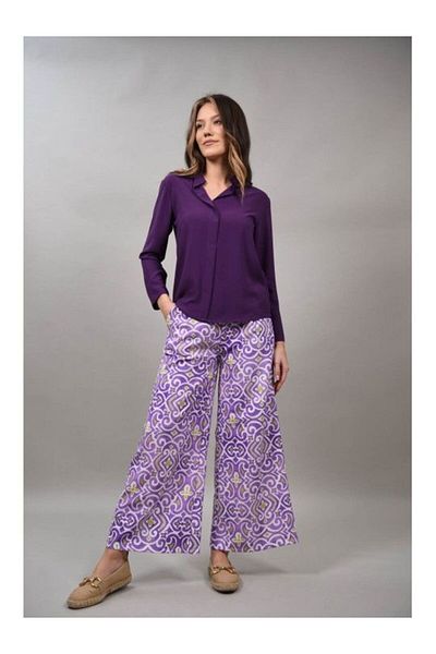aNYcase MAO COLLAR BLOUSE ARAZZO Purple XS-S