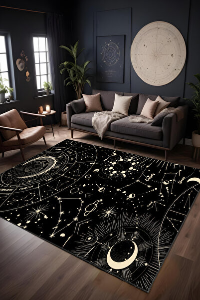 Liriya Makinede yıkanabilir astronomi desen kaymaz taban leke tutmaz salon ha...