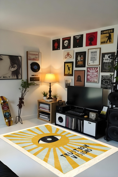 Liriya Makinede yıkanabilir bohem desen kaymaz taban leke tutmaz salon halısı...