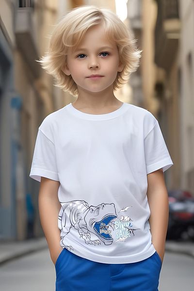 FYK KİDS Boy's Dino-Saur Printed Top and Bottom Set