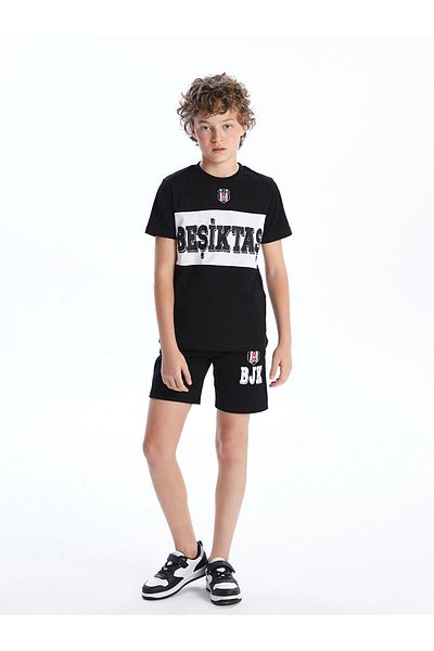 LC Waikiki Pantaloni scurți pentru băieți cu imprimeu Beşiktaş cu talie elastică