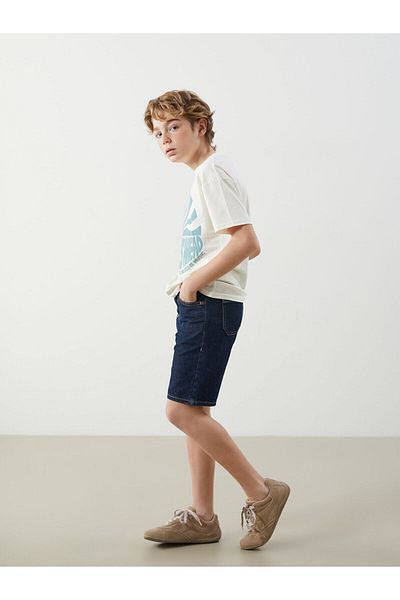 LC Waikiki Boys' Jean Shorts with Adjustable Elastic Waist