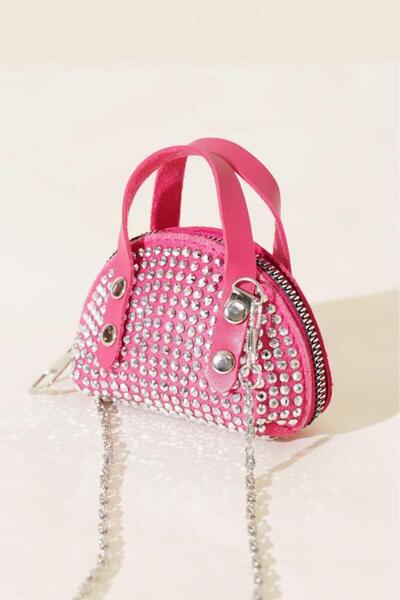 DZC KUZENLER ÇANTA pembe Süet Kumaş, Tek Bölmeli, Zincir Askılı,Fermuarlı, Ta...