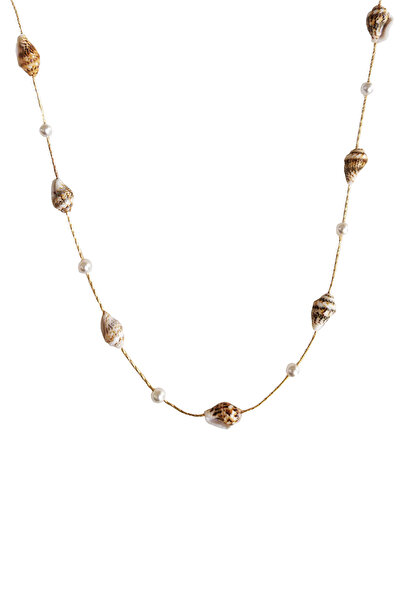 Glaren قلادة نسائية بتفاصيل صدفة البحر الطبيعية واللؤلؤ