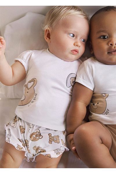 MAYORAL Baby Girl Printed T-Shirt Shorts Set White 1256