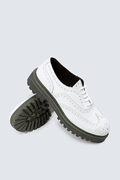 Deery Genuine Leather White Oxford Women's Shoes