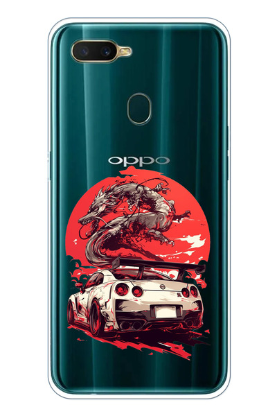TechTree جراب سيليكون شفاف بتصميم GTR Dragon متوافق مع هاتف اوبو A5S- AX7 - A12
