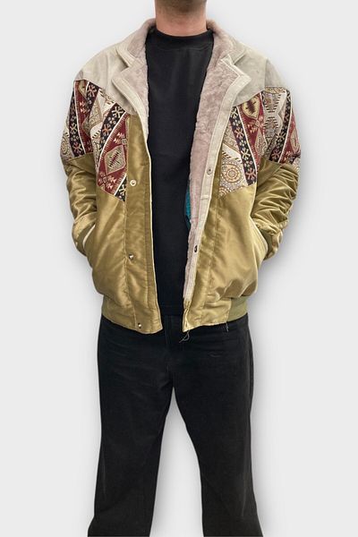 CANMODA (7370) XLarge Size Vintage Μοτίβο Προσαρμοσμένο Μπουφάν