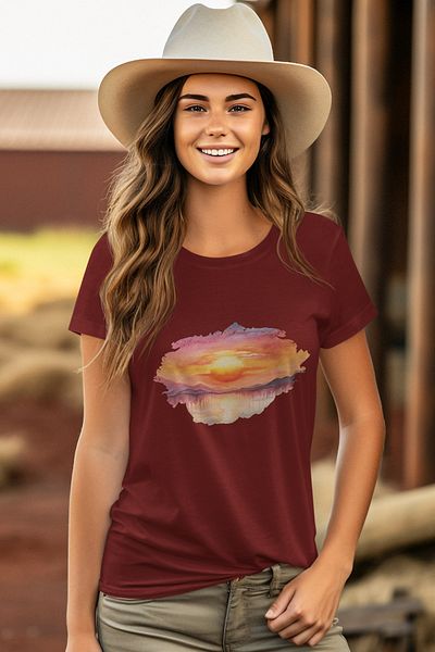 qoeuyl boutique Sunset Printed Gift Unisex 100% Cotton T-Shirt