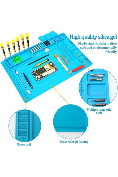 OEM Glue gun mat, Silicone, 45x30 cm, Blue