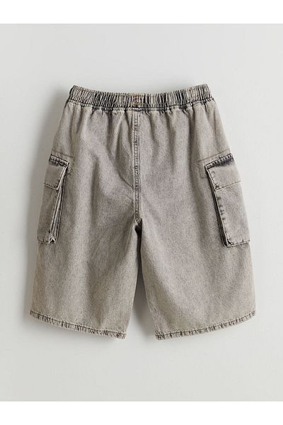 LC Waikiki Boy's Cargo Jean Shorts with Elastic Waist