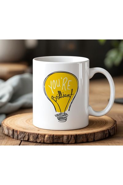 Generic Brand كوب سيراميك أبيض مطبوع بتصميم رائع سعة 330 مل