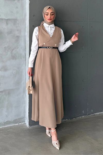 Bestenur Erves Buttoned Gilet 1399 - Stone