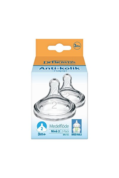 Dr.Brown's 2. Seviye Geniş Ağız Silikon Options Biberon Emziği, Ikili Paket