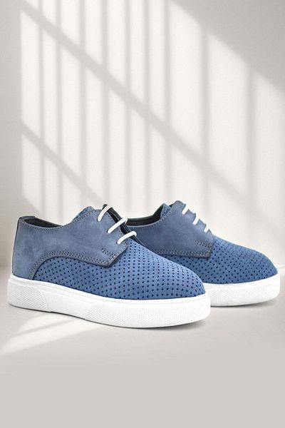 Rakerplus Pantofi casual pentru băiat, albastru elastic, din piele naturală