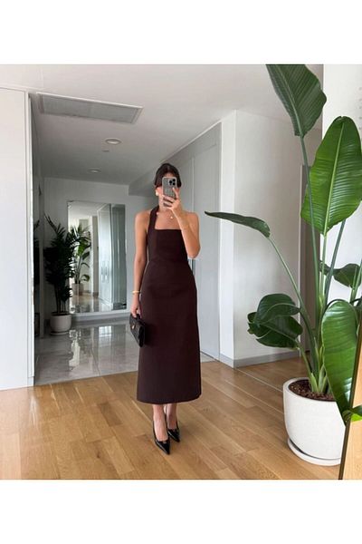 maf collection Γυναικείο βραδινό φόρεμα μίντι αποφοίτησης με λουράκι στον λαιμό και λεπτομέρεια στο πίσω μέρος