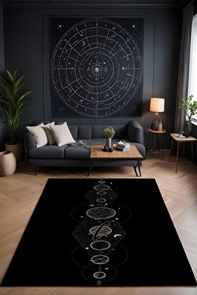 Liriya Makinede yıkanabilir astronomi desen kaymaz taban leke tutmaz salon ha...