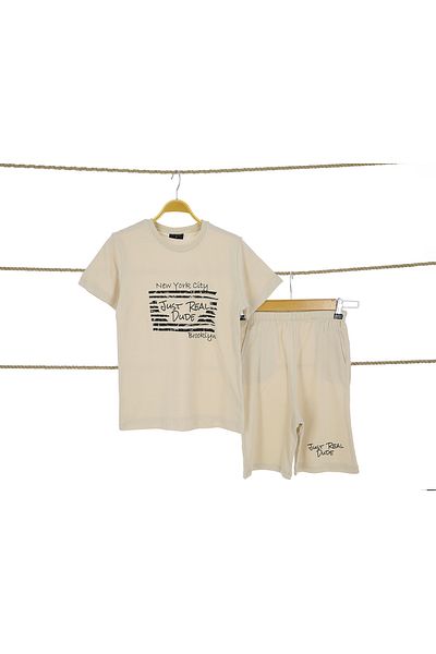 Atabay Kids Atabay 151-05-25 Men's Suit with Side Pockets Shorts New York City Printed 9/16 Years