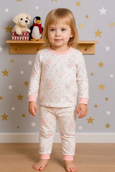 Babydonat Floral Patterned Baby Girl Tracksuit Set 100% Cotton