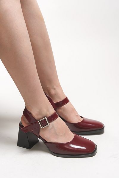 Riccon Pantofi cu toc de damă Aelliania 00124450 Roșu Claret Piele Lacuită
