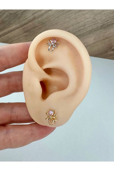 My Bellas Jewels حلق ثقب الشريط الفولاذي الجراحي، الحلزون، الزنمة، مسطح، متوافق مع الفص (قطعة واحدة)