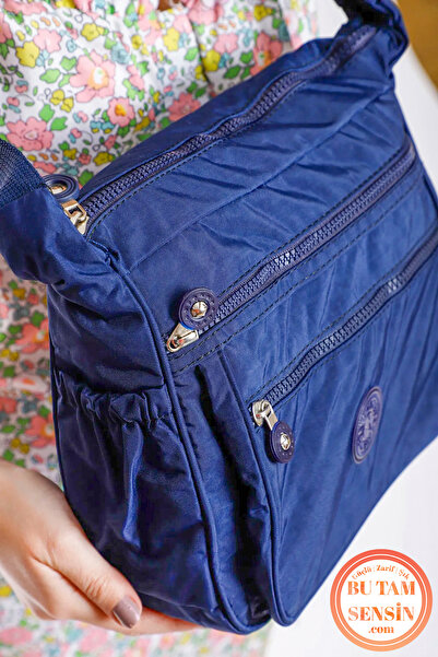 Bu Tam Sensin Lacivert Kadın Su Geçirmez Krinkıl Kumaşlı 4 Bölmeli Yanları La...