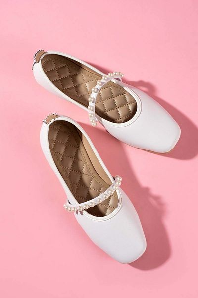 AYAKCİTY Women's Skin Pearl Ballerina Home and Outdoor Shoes